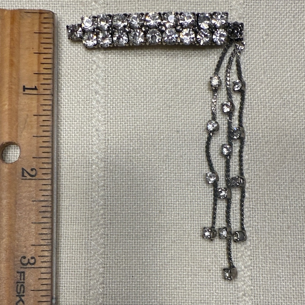 Elegant Silver Crystal Dangle Brooch
